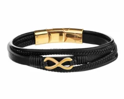 Bransoletka ze stali szlachetnej i skóry - nieskończoność