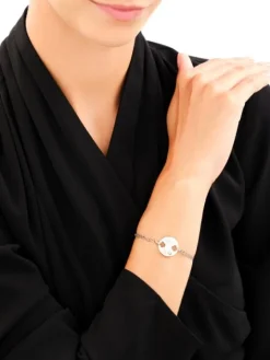 Bransoletka ze stali szlachetnej z cyrkoniami - koniczyna