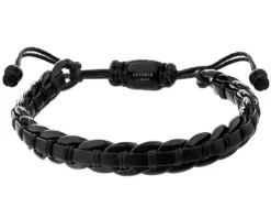 Bransoletka ze stali szlachetnej i skóry