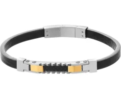 Bransoletka ze stali szlachetnej i skóry