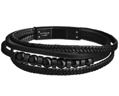 Bransoletka ze stali szlachetnej i skóry