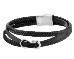 Bransoletka ze stali szlachetnej i skóry - nieskończoność