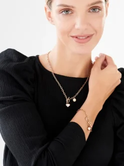 Bransoletka ze stali szlachetnej z masą perłową - serce