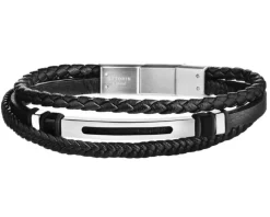 Bransoletka ze stali szlachetnej i skóry