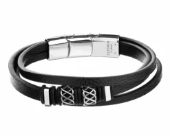 Bransoletka ze stali szlachetnej i skóry