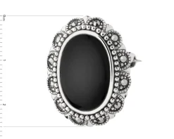 Broszka - zawieszka srebrna z onyksem i markasytami