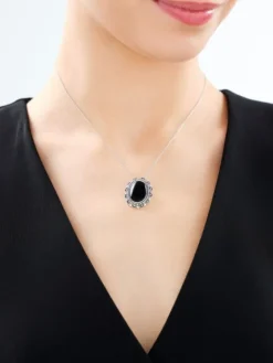 Broszka - zawieszka srebrna z onyksem i markasytami