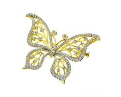 Broszka - zawieszka z żółtego złota z brylantami - motyl - 1,35 ct - próba 750