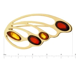 Broszka srebrna z bursztynem - skrzydło