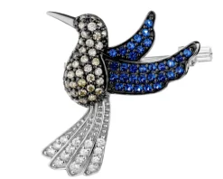 Broszka srebrna z cyrkoniami - koliber