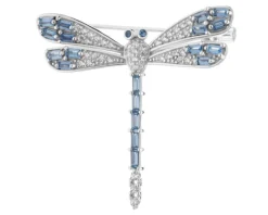 Broszka srebrna z cyrkoniami - ważka