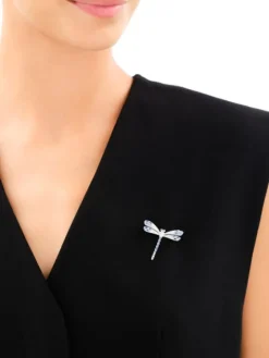 Broszka srebrna z cyrkoniami - ważka