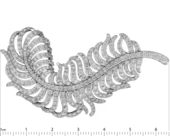 Broszka z białego złota z brylantami - piórko - 5,15 ct - próba 750