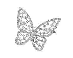 Broszka z białego złota z brylantami - motyl - 1,50 ct - próba 750