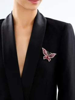 Broszka z mosiądzu pozłacana z cyrkoniami - motyl