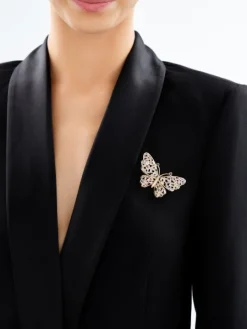 Broszka z mosiądzu pozłacana z cyrkoniami - motyl