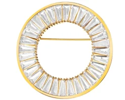 Broszka z mosiądzu pozłacana z cyrkoniami