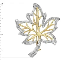 Broszka z żółtego złota z brylantami - liść - 0,20 ct - próba 585