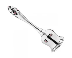 Grzechotka srebrna z kryształami i bursztynem