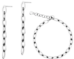 Kolczyki i bransoletka ze stali szlachetnej - komplet