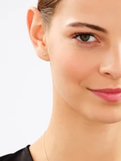 Kolczyki i naszyjnik z żółtego złota z diamentami - komplet -  nieskończoność - 0,03 ct - próba 375