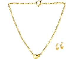 Kolczyki i naszyjnik ze stali szlachetnej z cyrkoniami - komplet