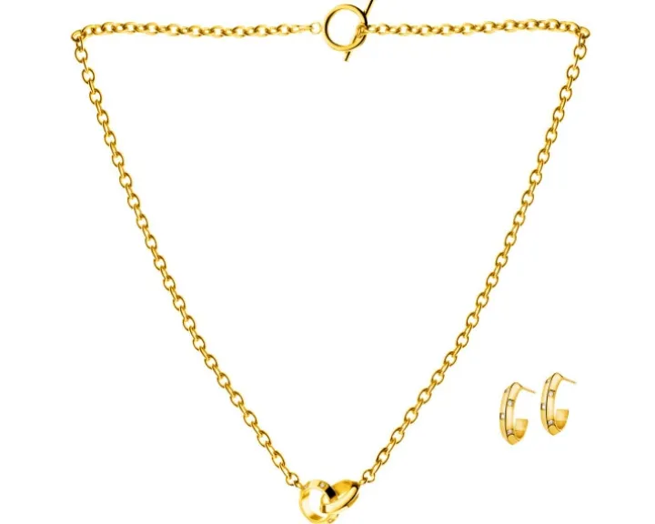 Kolczyki i naszyjnik ze stali szlachetnej z cyrkoniami - komplet