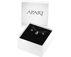 Kolczyki i zawieszka z białego złota z diamentami i ametystami - próba 375