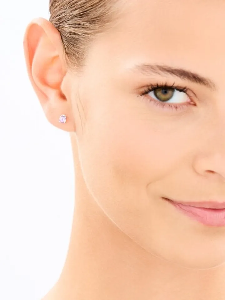 Kolczyki i zawieszka z białego złota z diamentami i ametystami - próba 375