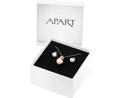 Kolczyki i zawieszka z żółtego złota z brylantami i perłami - komplet - próba 375