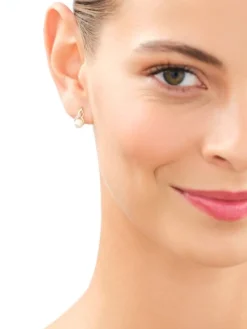 Kolczyki i zawieszka z żółtego złota z brylantami i perłami - komplet - próba 375