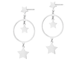 Kolczyki srebrne - gwiazdy, koła
