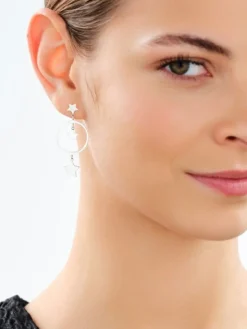 Kolczyki srebrne - gwiazdy, koła