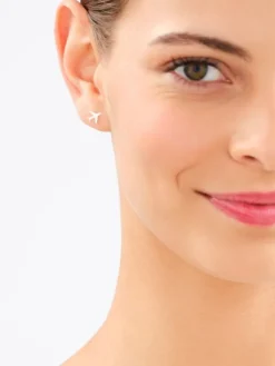 Kolczyki srebrne - kula ziemska, samolot