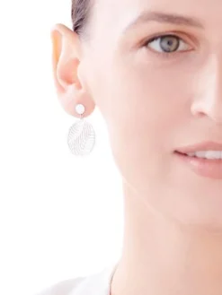 Kolczyki srebrne - liście, koła