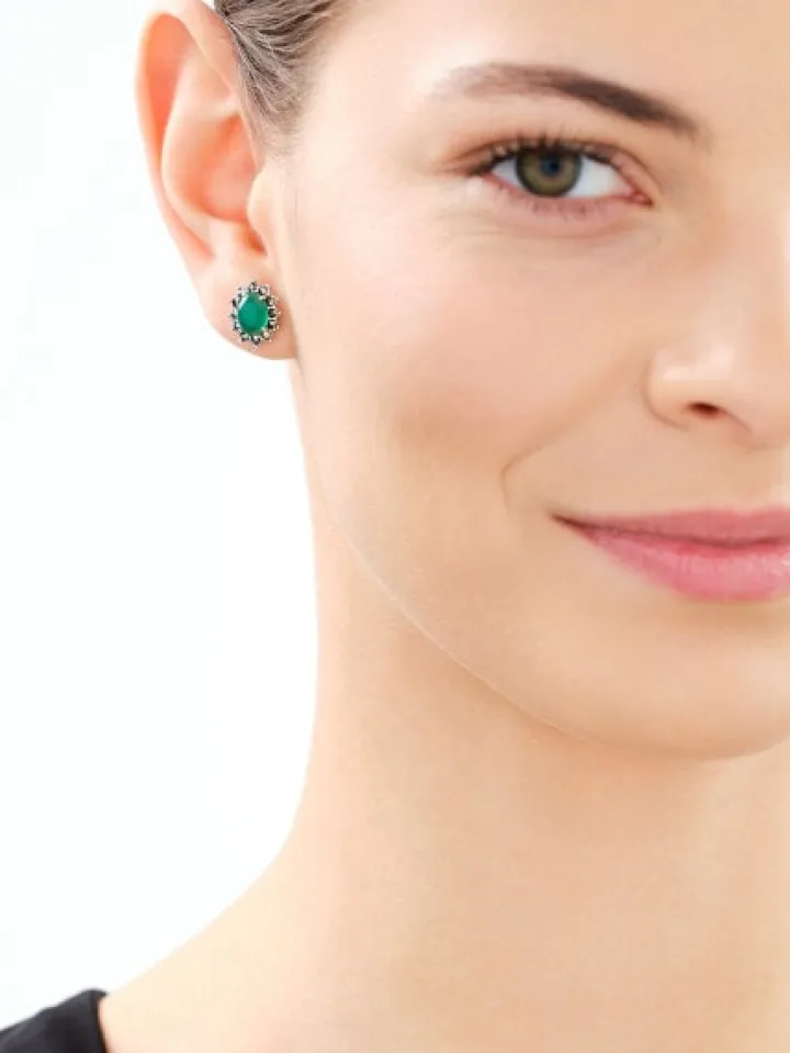 Kolczyki srebrne z agatami i markasytami