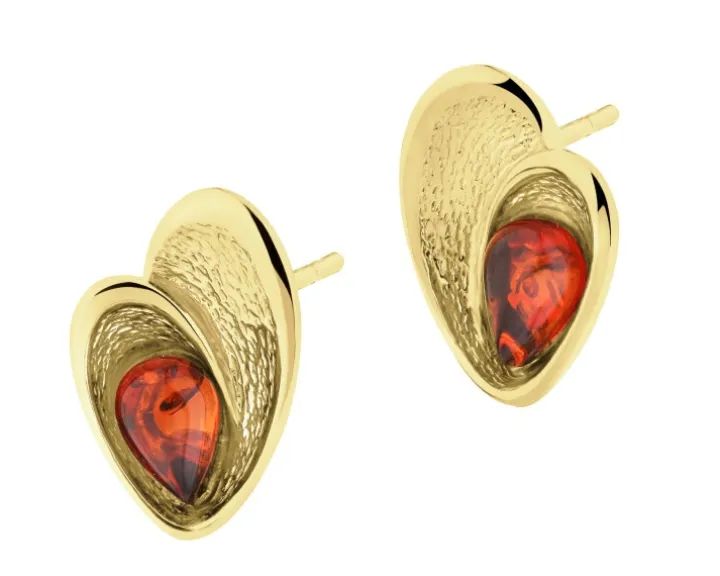 Kolczyki srebrne z bursztynem