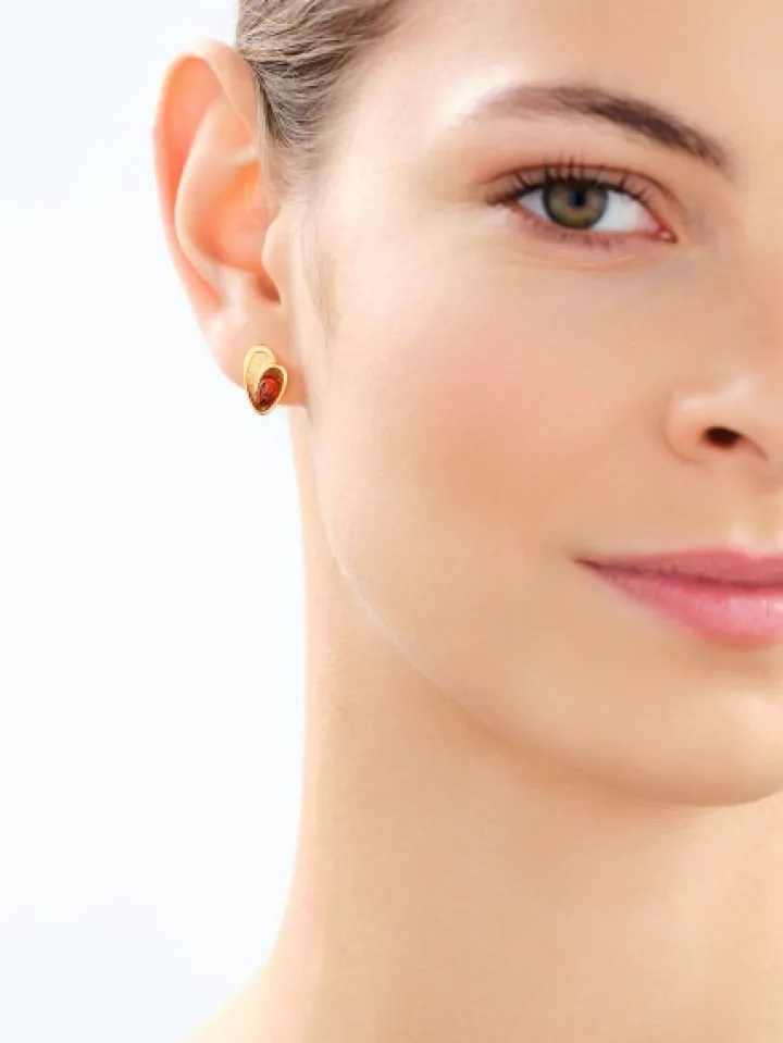 Kolczyki srebrne z bursztynem