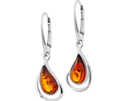 Kolczyki srebrne z bursztynem