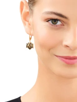 Kolczyki srebrne z bursztynem - liście