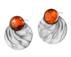 Kolczyki srebrne z bursztynem