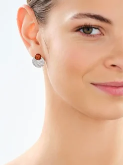 Kolczyki srebrne z bursztynem