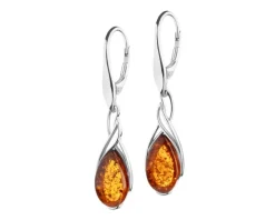 Kolczyki srebrne z bursztynem