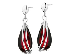 Kolczyki srebrne z bursztynem