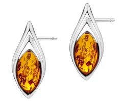 Kolczyki srebrne z bursztynem