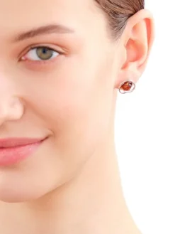 Kolczyki srebrne z bursztynem