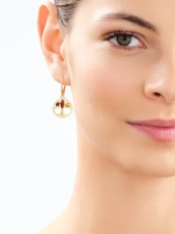 Kolczyki srebrne z bursztynem - drzewa