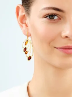 Kolczyki srebrne z bursztynem - skrzydła