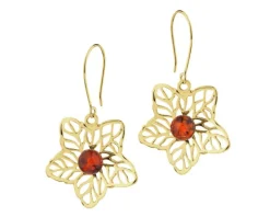 Kolczyki srebrne z bursztynem - kwiaty