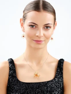 Kolczyki srebrne z bursztynem - kwiaty